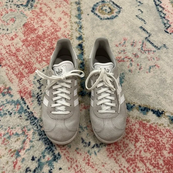 Adidas Gazelle Suede Sneakers in Gray and White - Picture 6 of 10